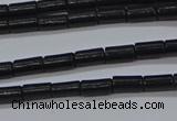 CTB300 15.5 inches 3*6mm tube black stone beads wholesale