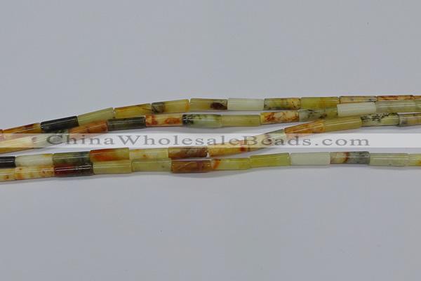 CTB324 15.5 inches 4*13mm tube flower jade beads wholesale