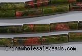 CTB350 15.5 inches 4*13mm tube unakite beads wholesale