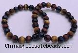 CTB36 7.5 inches 8mm round colorful tiger eye beaded bracelets