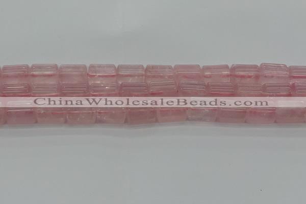 CTB501 15.5 inches 10*13mm triangle rose quartz beads wholesale