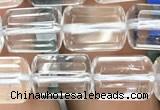 CTB600 15.5 inches 8*12mm faceted tube white crystal beads wholesale