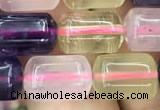 CTB603 15.5 inches 8*12mm tube mixed quartz beads wholesale