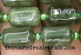 CTB605 15.5 inches 7*11mm tube green strawberry quartz beads wholesale
