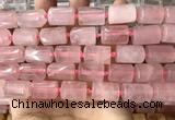 CTB616 15.5 inches 11*16mm - 12*18mm faceted tube rose quartz beads