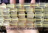 CTB619 15.5 inches 11*16mm - 12*18mm faceted tube lemon quartz beads