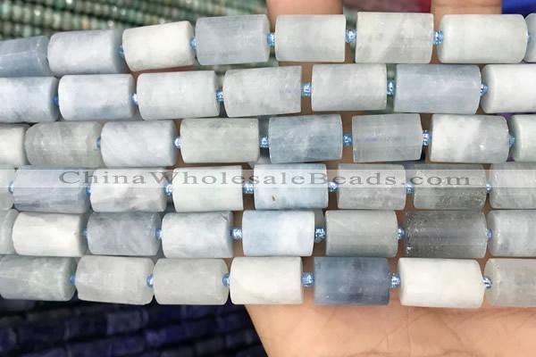 CTB625 15.5 inches 10*14mm faceted tube aquamarine beads