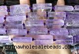 CTB670 14*27mm - 15*28mm faceted flat tube light amethyst beads