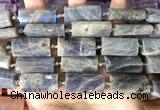 CTB674 14*27mm - 15*28mm faceted flat tube labradorite beads