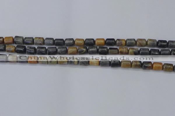CTB712 15.5 inches 6*8mm tube black picasso jasper beads wholesale