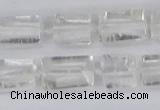 CTB730 15.5 inches 6*10mm - 8*12mm faceted tube white crystal beads