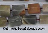 CTB737 15.5 inches 6*10mm - 8*12mm faceted tube polychrome jasper beads