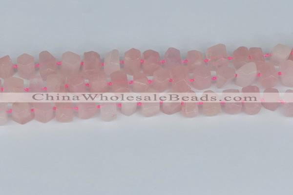 CTB751 15.5 inches 6*10mm - 8*12mm faceted tube rose quartz beads