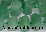 CTB756 15.5 inches 6*10mm - 8*12mm faceted tube green aventurine beads