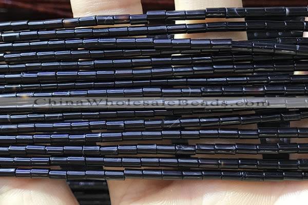 CTB819 15.5 inches 2*4mm tube black agate beads wholesale