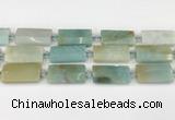 CTB851 13*25mm - 15*28mm faceted flat tube amazonite beads
