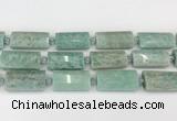 CTB852 13*25mm - 15*28mm faceted flat tube amazonite beads