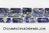 CTB853 13*25mm - 15*28mm faceted flat tube sodalite beads