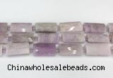 CTB854 13*25mm - 15*28mm faceted flat tube kunzite beads
