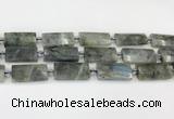 CTB857 13*25mm - 15*28mm faceted flat tube labradorite beads