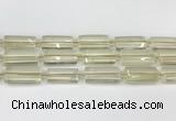 CTB858 13*25mm - 15*28mm faceted flat tube lemon quartz beads