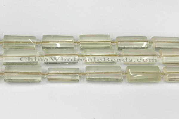 CTB858 13*25mm - 15*28mm faceted flat tube lemon quartz beads