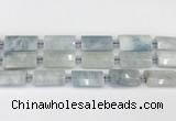 CTB859 13*25mm - 15*28mm faceted flat tube aquamarine beads