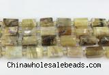 CTB871 13*25mm - 14*19mm faceted tube yellow opal beads