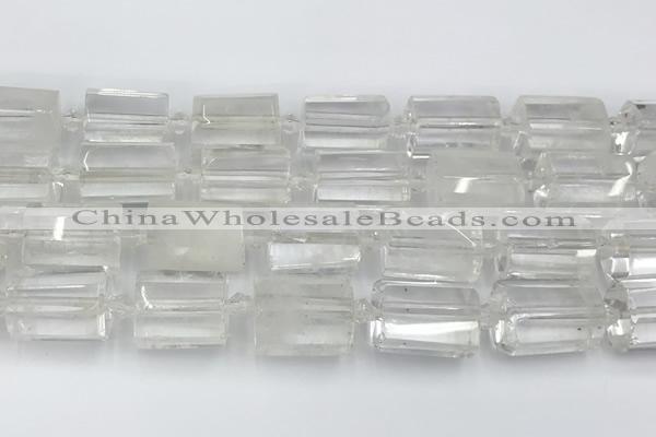 CTB875 13*25mm - 14*19mm faceted tube yellow white crystal beads