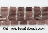 CTB880 13*25mm - 14*19mm faceted tube strawberry quartz beads