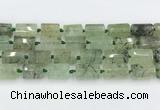 CTB881 13*25mm - 14*19mm faceted tube green rutilated quartz beads