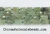 CTB881 13*25mm - 14*19mm faceted tube green rutilated quartz beads