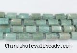 CTB882 13*25mm - 14*19mm faceted tube amazonite beads