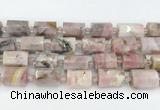 CTB883 13*25mm - 14*19mm faceted tube pink opal beads