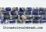 CTB889 15.5 inches 13*25mm - 14*19mm faceted tube sodalite beads