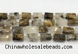 CTB892 15.5 inches 13*25mm - 14*19mm faceted tube scenic quartz beads