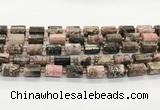 CTB895 15.5 inches 10*14mm faceted tube rhodonite gemstone beads