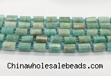 CTB898 15.5 inches 10*14mm faceted tube amazonite gemstone beads