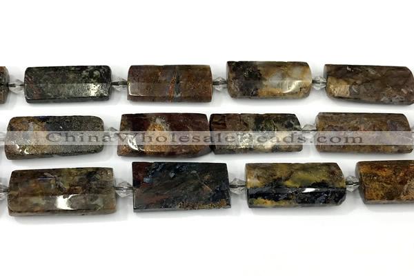 CTB933 13*25mm - 15*28mm faceted flat tube gemstone beads