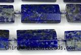 CTB935 13*25mm - 15*28mm faceted flat tube lapis lazuli beads