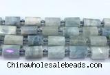 CTB940 15 inches 13*25mm - 14*19mm faceted tube aquamarine beads