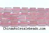 CTB943 15 inches 13*25mm - 14*19mm faceted tube rose quartz beads