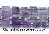 CTB946 15 inches 13*25mm - 14*19mm faceted tube amethyst beads