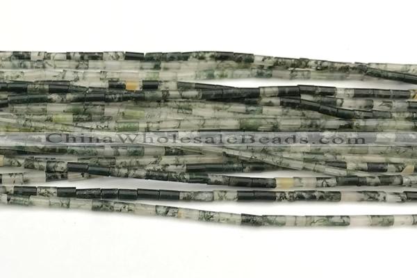 CTB981 15 inches 2*4mm tube moss agate beads