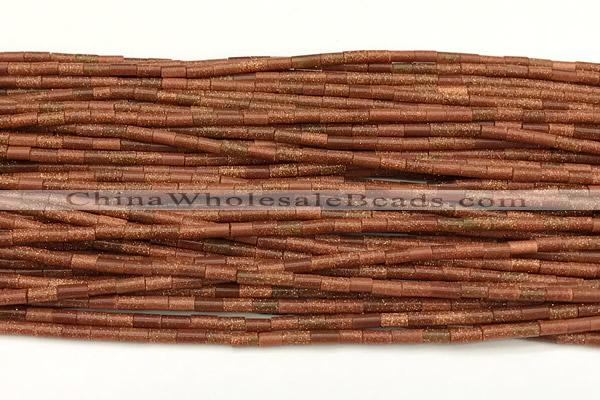 CTB989 15 inches 2*4mm tube goldstone beads