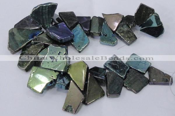 CTD1167 Top drilled 15*25mm - 30*40mm freeform plated agate beads