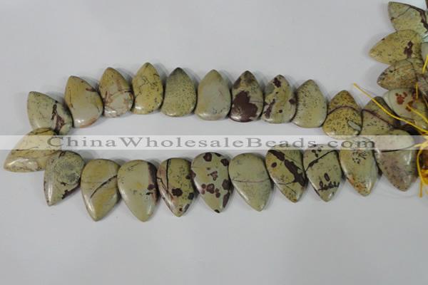 CTD12 Top drilled 22*30mm flat teardrop artistic jasper beads