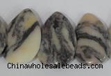 CTD15 Top drilled 22*30mm flat teardrop zebra jasper beads