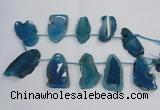 CTD1569 Top drilled 20*40mm - 30*65mm freeform agate slab beads