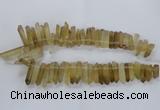 CTD1592 Top drilled 6*20mm - 8*45mm sticks lemon quartz beads